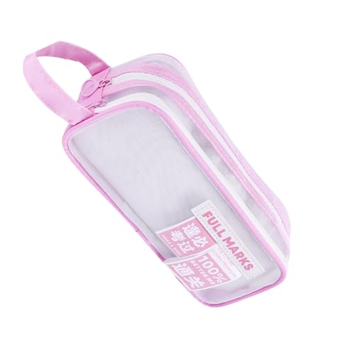 JUYAXIN Ästhetisches Stifteetui, doppellagig, Netzgewebe, großes Fassungsvermögen, einfaches Federmäppchen, Schule, Bürobedarf, einfache Doppelschichten, Netz-Organizer, B von JUYAXIN