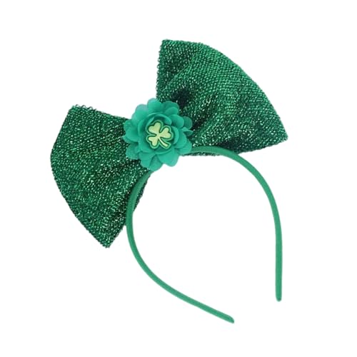 JUYAXIN Buntes Haarband mit einzigartiger Schleife und Kleeblatt-Detail, Haarschmuck für Patrick's Day und Feste von JUYAXIN