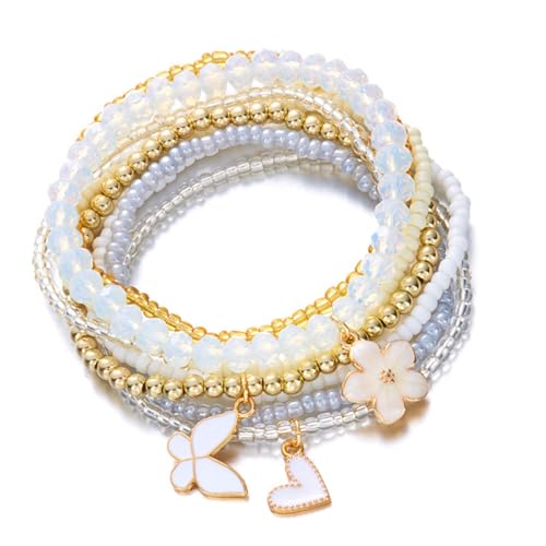 JUYAXIN Dehnbare Perlen mit floralem Schmetterlings-Design für Damen und Mädchen, elastische Stretch-Perlen von JUYAXIN