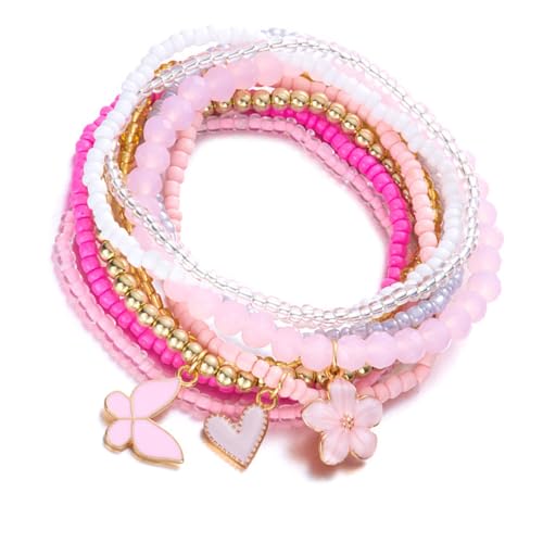 JUYAXIN Dehnbare Perlen mit floralem Schmetterlings-Design für Damen und Mädchen, elastische Stretch-Perlen von JUYAXIN