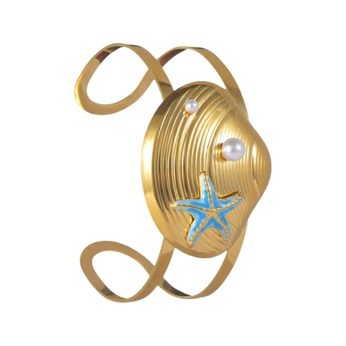 JUYAXIN Küsteninspirierter Strandstil, verstellbare Seesternmuschel, Edelstahl, Schmuck, Handgelenk-Accessoire, modernes Edelstahlgehäuse, Einheitsgröße, Wie beschrieben JUYAXIN Küsteninspirierter Strandstil, verstellbare Seesternmuschel, Edelstahl, Schmuck, Handgelenk-Accessoire, modernes Edelstahlgehäuse, Einheitsgröße, Wie beschrieben von JUYAXIN