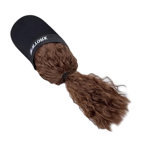 JUYAXIN Lässige Baseballmütze mit Haarteil, Pferdeschwanz, Haarverlängerungen für Cosplay, Streetwear, Sonnenhut, lockiger Pferdeschwanz, Foto-Requisiten von JUYAXIN