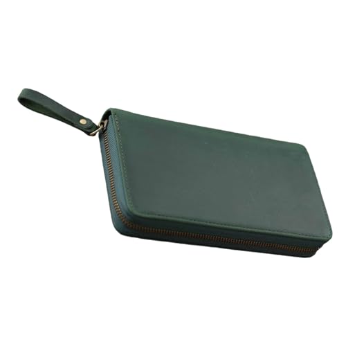JUYAXIN Leder-Notebook-Hülle, Reißverschluss, Notebook-Tasche mit 3 Stiftschlitzen, für 18 x 8 cm Planer, Tagebuch, Schutzhülle, Business-Leder-Organizer für Profis, dunkelgrün JUYAXIN Leder-Notebook-Hülle, Reißverschluss, Notebook-Tasche mit 3 Stiftschlitzen, für 18 x 8 cm Planer, Tagebuch, Schutzhülle, Business-Leder-Organizer für Profis, dunkelgrün von JUYAXIN
