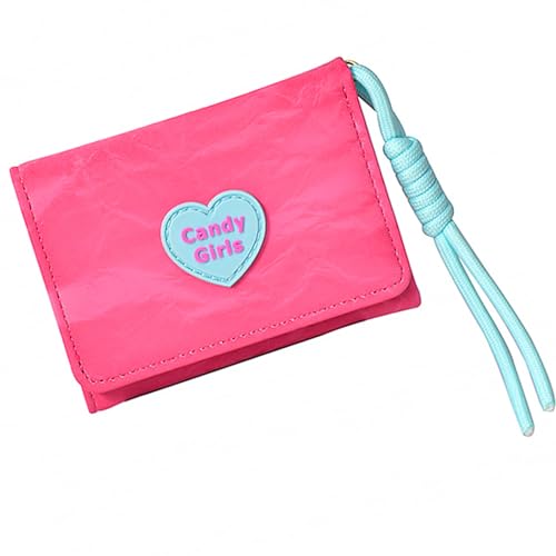 JUYAXIN Moderne, kompakte Geldtasche mit schönem Herzmuster, Kontrastfarbe und speziellen Geldfächern, kompakte Geldbörse aus PU-Leder, C, Mass Beauty von JUYAXIN