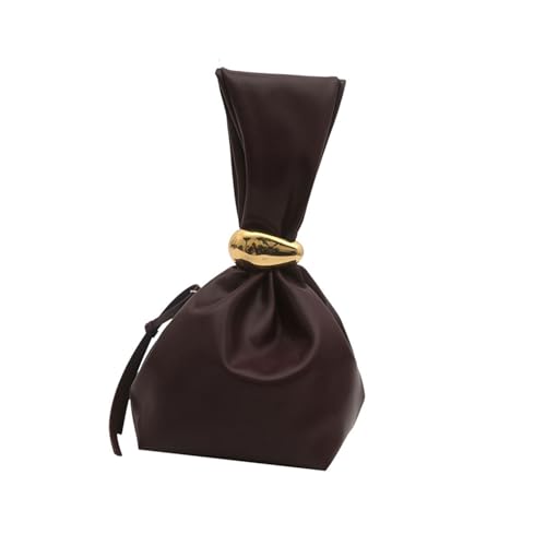 JUYAXIN Modische Damen-Handtasche mit Handgelenk, einzigartige und praktische Tasche mit Tragegriff oben mit geräumigem Innenraum für Party oder den täglichen Gebrauch, Retro-Eimertasche, Kaffeebraun von JUYAXIN