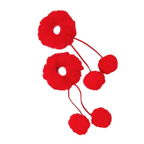 JUYAXIN Pompons Plüsch-Haargummis für Studenten, Kinder, elastischer Pferdeschwanz-Halter, süße Brötchen, Haarschmuck, Haarstyling-Dekoration von JUYAXIN