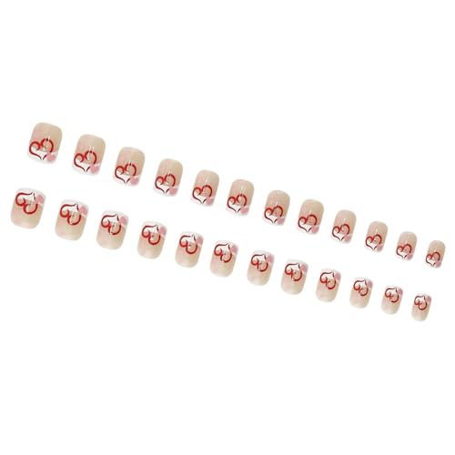 JUYAXIN Press on Nails Kunstnägel, kurz, quadratisch, französische volle Abdeckung, Acryl, Valentinstags-Designs, künstliche Nägel für Frauen JUYAXIN Press on Nails Kunstnägel, kurz, quadratisch, französische volle Abdeckung, Acryl, Valentinstags-Designs, künstliche Nägel für Frauen von JUYAXIN