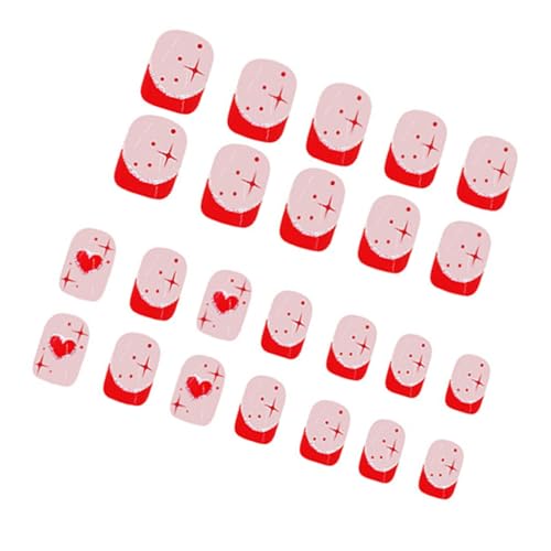 JUYAXIN Press on Nails Kunstnägel, kurz, quadratisch, französische volle Abdeckung, Acryl, Valentinstags-Designs, künstliche Nägel für Frauen JUYAXIN Press on Nails Kunstnägel, kurz, quadratisch, französische volle Abdeckung, Acryl, Valentinstags-Designs, künstliche Nägel für Frauen von JUYAXIN
