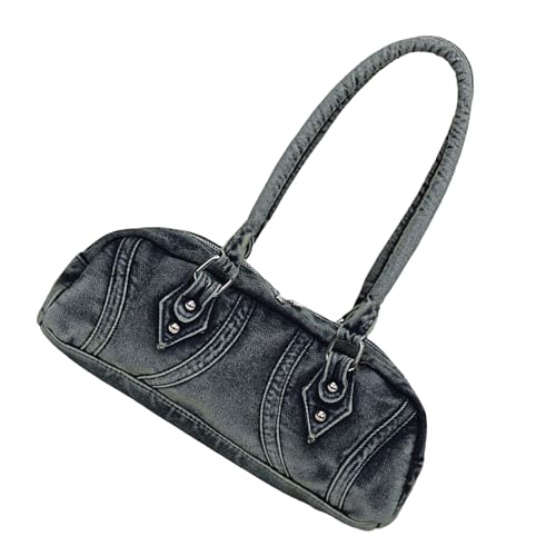 JUYAXIN Retro-Umhängetasche mit Reißverschluss, lässige Abendtasche, Achseltasche, für Einkäufe oder Reisen, Tasche mit Tragegriff oben, blau, One Size von JUYAXIN