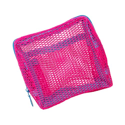 Kosmetiktasche aus atmungsaktivem Netzstoff, kompakt, Reise-Organizer, tragbare Make-up-Tasche mit Reißverschluss, quadratische Kleinteile, Nylon-Netz, Make-up-Organizer-Tasche, rosarot, Einheitsgröße von JUYAXIN
