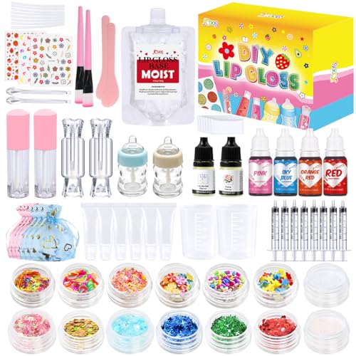 JUYRLE Lipgloss Selber Machen, 73 Stück Lippenstift Making Kit, Lustiges DIY Lipgloss Set Mädchen Selber Machen, Ungiftig Lip Gloss Kosmetik Make up Geschenk für Teenager/Mädchen/Frauen/Kinder von JUYRLE