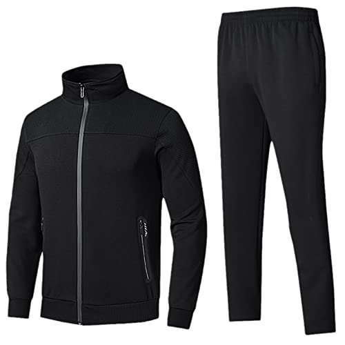 JUZHIJIA Herbst -Tracksuit Männer Sportswear Laufsets Kleidung Jogging Anzug männlich 2 Stück Sweatshirt Jogginghose Fußball Black L von JUZHIJIA