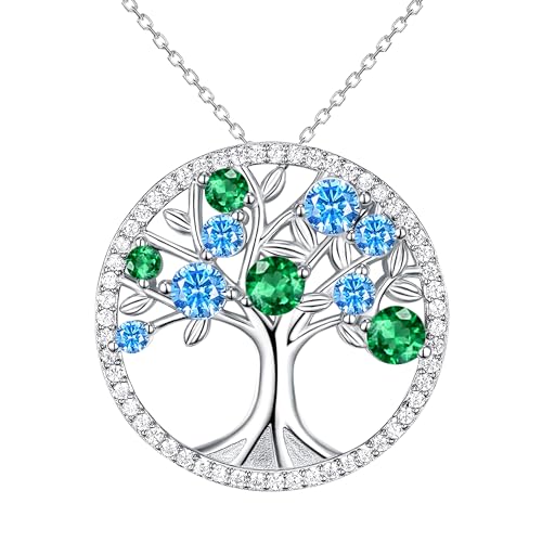 JUZICHEN Baum des Lebens Halskette für Frauen, 925 Sterling Silber Halskette für Frauen, Grüner Zirkonia Baum des Lebens Halskette, Hypoallergen, Mit Geschenkbox, Für Frauen, Männer (Grün, Blau) JUZICHEN Baum des Lebens Halskette für Frauen, 925 Sterling Silber Halskette für Frauen, Grüner Zirkonia Baum des Lebens Halskette, Hypoallergen, Mit Geschenkbox, Für Frauen, Männer (Grün, Blau) von JUZICHEN