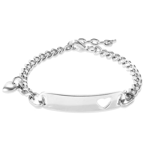 JUZICHEN Edelstahl Armband Damen Mädchen, Kette Armbänder Für Frauen, Verstellbare Armbänder Vergoldet Damen, Armbänder Damen Silber Gold Roségold, Armband Mit Herz Charms (A, Silber) von JUZICHEN