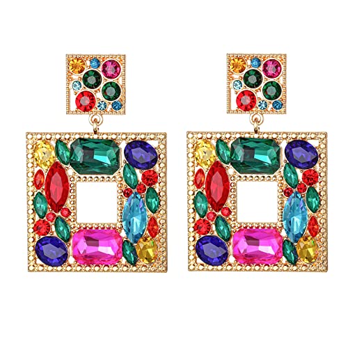 JUZICHEN Bunte Ohrringe Gross, Statement Glitzer Große Ohrringe, Modeschmuck Ohrring Bunt Hängend (Stil A) von JUZICHEN