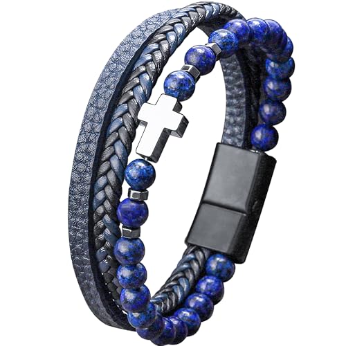 JUZICHEN Viking Bracelet Men, Baum Des Lebens Armbänder, Braided Leather Bracelet, Men's Bracelet With Magnetic Closure, Viking Bangle, Men's Black Bracelet, Jewellery Gifts For Men (E1) von JUZICHEN