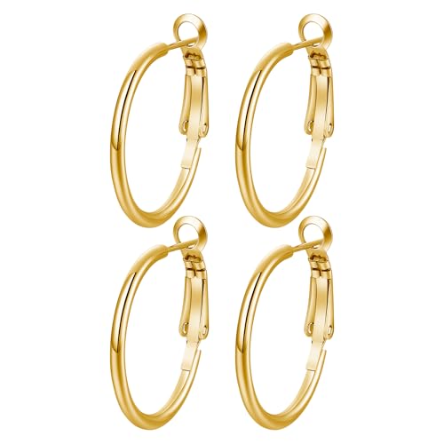 JUZICHEN 2 Paar Große Creolen Ohrringe Gold Silber Für Damen, Goldene Kreolen Creolen Große, Hypoallergene Ohrringe Set (Gold, 2 Paar 40mm) von JUZICHEN