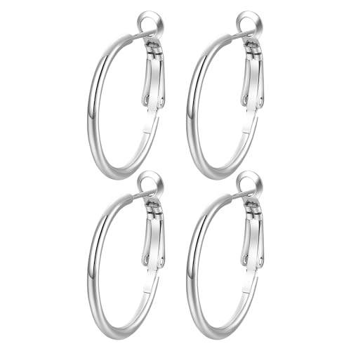 JUZICHEN 2 Paar Ohrringe Damen Frauen, Hypoallergen Ohrringe Silber Gold (Silber, 2 Paar 70mm) von JUZICHEN