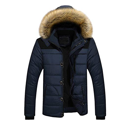 Herren Winterjacke Steppjacke Mit Fellkapuze Winter Parka Hochwertiges Sportjacke Daunenjacke Puffer Jacket Stehkragen Warm Gefüttert Gepolstert Wasserdicht Winddicht Outdoor Casual Hoodie Style von JUZILO