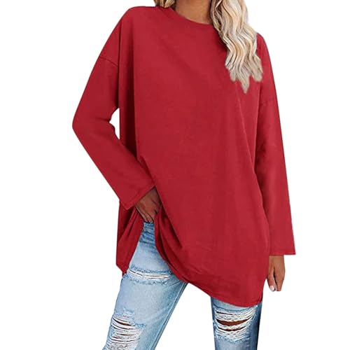 JUZILO Pullover Damen Winter Pullover Damen Grosse Grössen Oberteile Damen Langarm Pullover Lang Damen Tshirt Damen Langarm Oberteile Damen Sommer Dunkelblauer Pullover Damen von JUZILO