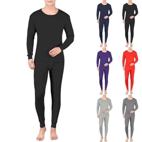 JUZILO thermounterwäsche Herren Thermounterwäsche Herren Set Aus Thermo Oberteil & Unterhose 2025 Herbst Und Winter Merinowolle Extra Warm Bequeme Weich Hauskleidung Skiunterwäsche von JUZILO