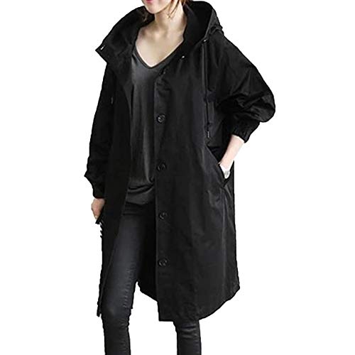 Meine en Anzeigen Damen Trenchcoat Frühling Autumn Langer Mantel Leichter Taillierte Übergangsmantel mit Kapuze Wasserdicht und Winddicht Klassische Elegant Eleganz Long Spring Jacke von JUZILO