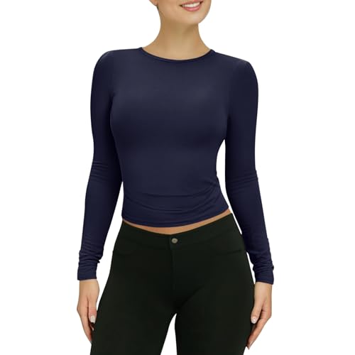 Schmetterling Top Crop Tops Damen Langarm Enge Tshirts Damen Basic Langarmshirt Oberteil Damen Eng Long Sleeve Shirt Women Langarm Tops Damen Kleidung Mädchen 12 Jahre von JUZILO