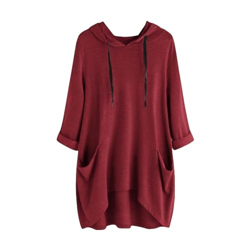 T-Shirt Kleid Damen Oversize Basic Einfarbig Lange Tunika Midikleid Knielange Kleid Vintage Locker Curvy Mode Long Shirt Lang Sweatshirt von JUZILO