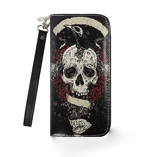 JV JO&VIN Totenkopf-Geldbörse, lange Geldbörse, Halloween-Geldbörse, schwarze Geldbörse, mit Reißverschluss, für Damen und Herren, Kartenhalter für Halloween, Schwarz, Modern JV JO&VIN Totenkopf-Geldbörse, lange Geldbörse, Halloween-Geldbörse, schwarze Geldbörse, mit Reißverschluss, für Damen und Herren, Kartenhalter für Halloween, Schwarz, Modern von JV JO&VIN