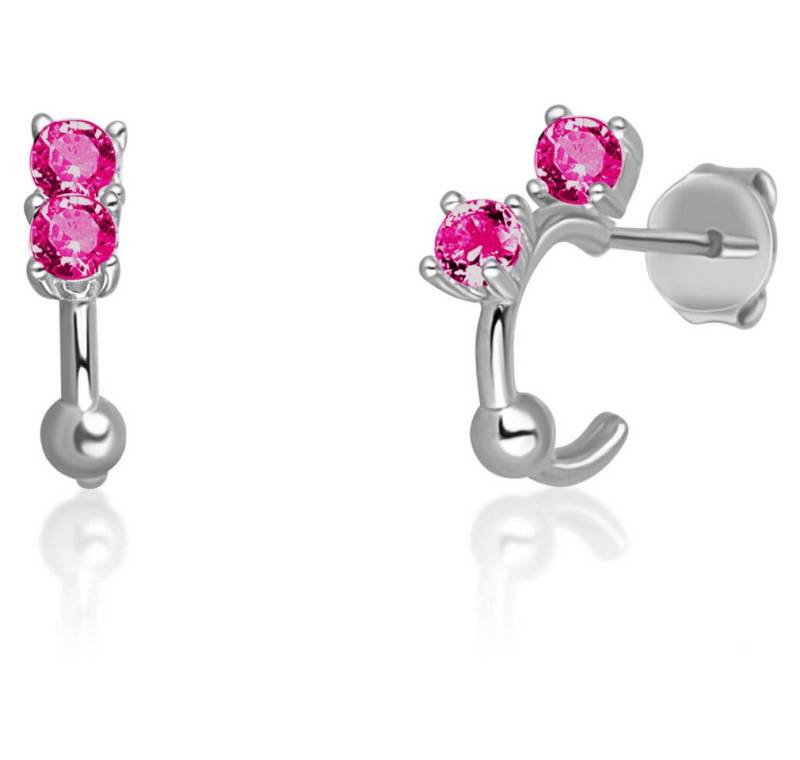 JVD Ohrring-Set Silver circle earrings with fuchsia zircons SVLE0701XH2R100 von JVD