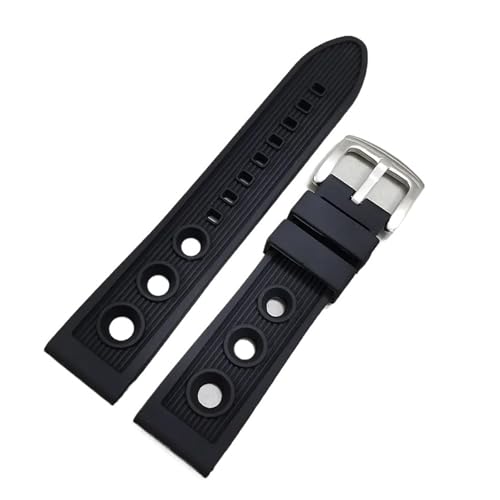 22 mm 24 Kautschukarmband, kompatibel mit Soleil-Silikonuhr schwarzem Vogel, gelbem Wolf, Seiko-Dosen-Universalarmband(22MM) von JVEIWAD