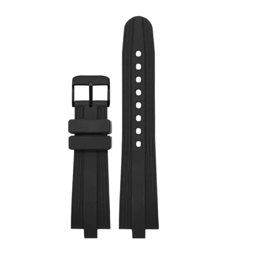 JVEIWAD Exquisites und langlebiges Silikon-Uhrenarmband, kompatibel mit wasserdichten Uhrenarmbändern von DIAGONO mit spezieller konvexer Schnittstelle, 22–7 mm(Black black) von JVEIWAD