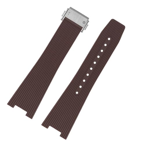 JVEIWAD Gummi-Armband kompatibel mit Bell und kompatibel mit Ross Instruments Uhrenarmband BRX5R BR05 Sportarmband BR gekerbt 12 mm Silikonbänder(Brown-silver) von JVEIWAD
