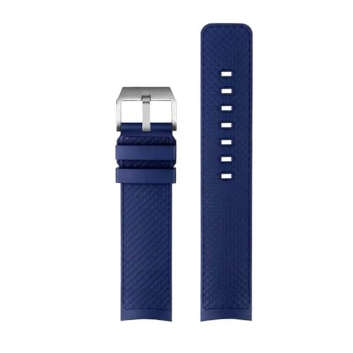 JVEIWAD Hochwertiges Fluorkautschuk-Armband, kompatibel mit IWC Ocean Time Meter Quick Release IW376805 IW329005 IW379503. Armband 22 mm(Blue-silver) von JVEIWAD