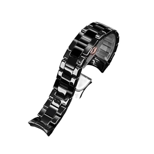 JVEIWAD Armband mit Keramikgehäuse, kompatibel mit Armani-Uhr AR1451 AR1452 AR1400 AR1410 AR1421 AR1440, schwarzes Herrenarmband, Zubehör(AR-1410 strap) von JVEIWAD