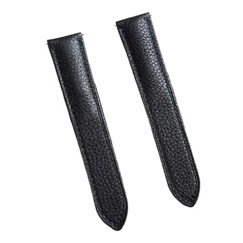 JVEIWAD Kompatibel mit Ersatz-Lederarmband OriginalTKDouble Tail Uhrenzubehör weichem SOLOSeries Litchi Pattern Rindsleder-Uhrenarmband(Black -Gold buckle,22-18mm) von JVEIWAD