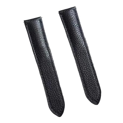 JVEIWAD Kompatibel mit Ersatz-Lederarmband OriginalTKDouble Tail Uhrenzubehör weichem SOLOSeries Litchi Pattern Rindsleder-Uhrenarmband(Black- Silver buckle,23-18mm) von JVEIWAD
