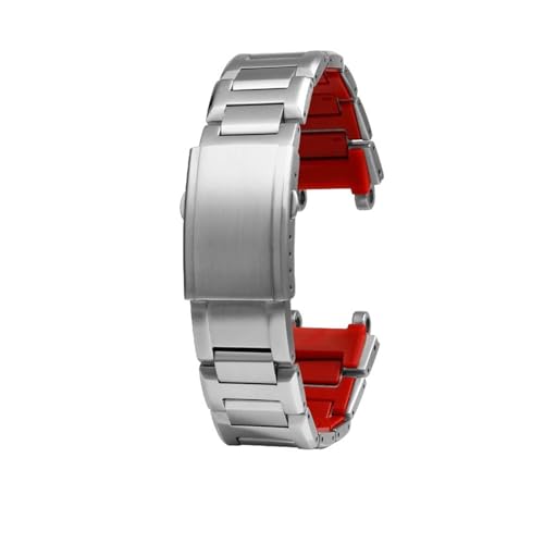 Kompatibel mit CASIO G-SHOCK MTG-B1000 MTG-G1000 316L Edelstahl Armbanduhr Strap Metall Armband for Männer Uhr Zubehör(Silver-RED) von JVEIWAD