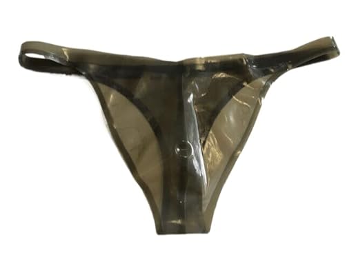 JVHGE Sexy Transparent Black Men Fetish Latex T-Back Tanga Front Crotch 3D Tailor Rubber Underwear von JVHGE