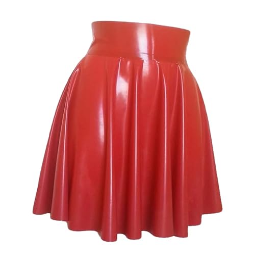 Roter Latexrock, A-Linie, rotes Latex-Minikleid, süßes Mädchen, sexy Rock, Latexrock, Kreis, Skaten, Gummi von JVHGE