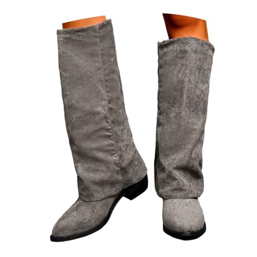 JVHYANFUL Damen Stiefel High-Heel Sommerstiefeletten High Heels Plateau Schuhe Braun Schlupfschuhe Halbhoch Boots Westernstiefel Ankle Übergangsstiefel Blockabsatz Sommerstiefel Damenschuhe von JVHYANFUL