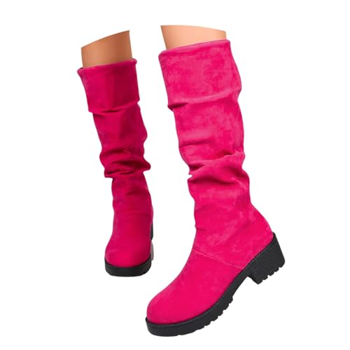 JVHYANFUL Stiefeletten Damen Trachten Elegant Wildleder Halbstiefel Spitz Schlupfschuhe Mittelalter Stiefel Mit Schnalle Absatz Ankle Boots Halbhoch Westernstiefel Damenstiefel Trachtenschuhe von JVHYANFUL