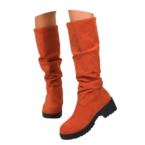 JVHYANFUL Stiefeletten Damen Trachten Elegant Wildleder Halbstiefel Spitz Schlupfschuhe Mittelalter Stiefel Mit Schnalle Absatz Ankle Boots Halbhoch Westernstiefel Damenstiefel Trachtenschuhe von JVHYANFUL