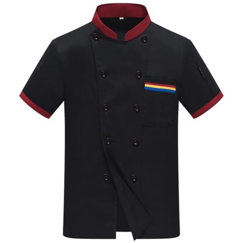 Koch Jacken Für Männer Unisex - Uniform Kugelknöpfen Kochkostüm Paspelierungen Arbeitsjacke Professional Kochuniform Atmungsaktiv Kochjacke Langarm Chef Jacke Kurzarm Kochhemd von JVHYANFUL