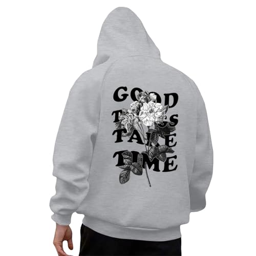 Oversized Hoodie Herren mit Rückenprint Buchstaben Aufdruck Kapuzenpullover Kapuzenpulli Langarmshirt Männer Langarm Pullover Freizeit Teenager Jungen Sweatshirt Streetwear Y2K Hoody Sweatshirts von JVHYANFUL