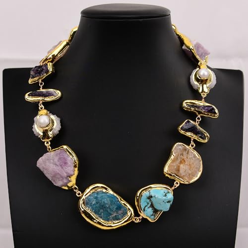 JVNTOPIHW 18'' Big Stone Amethyst Citrine Semi Precious Rough Raw Pearl Chokers Necklace For Women JVNTOPIHW 18'' Big Stone Amethyst Citrine Semi Precious Rough Raw Pearl Chokers Necklace For Women von JVNTOPIHW