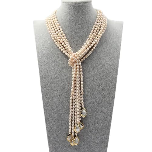 JVNTOPIHW 3 Strands Cultured White Rice Pearl Teardrop Pearl Lariat Long Sweater chain Necklace 50'' For Women JVNTOPIHW 3 Strands Cultured White Rice Pearl Teardrop Pearl Lariat Long Sweater chain Necklace 50'' For Women von JVNTOPIHW