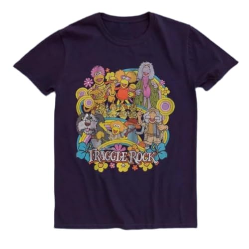 Fraggle Rock Rainbow Parade Navy T-Shirt Purple 3XL von JVRUT
