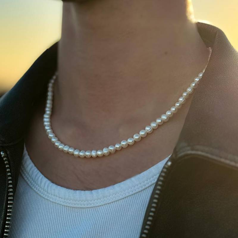 Freshwater Pearl Necklace | Chain Jewelry 5mm Size 45+5cm Waterproof & Non Fading Gift Idea von JVStreetwear
