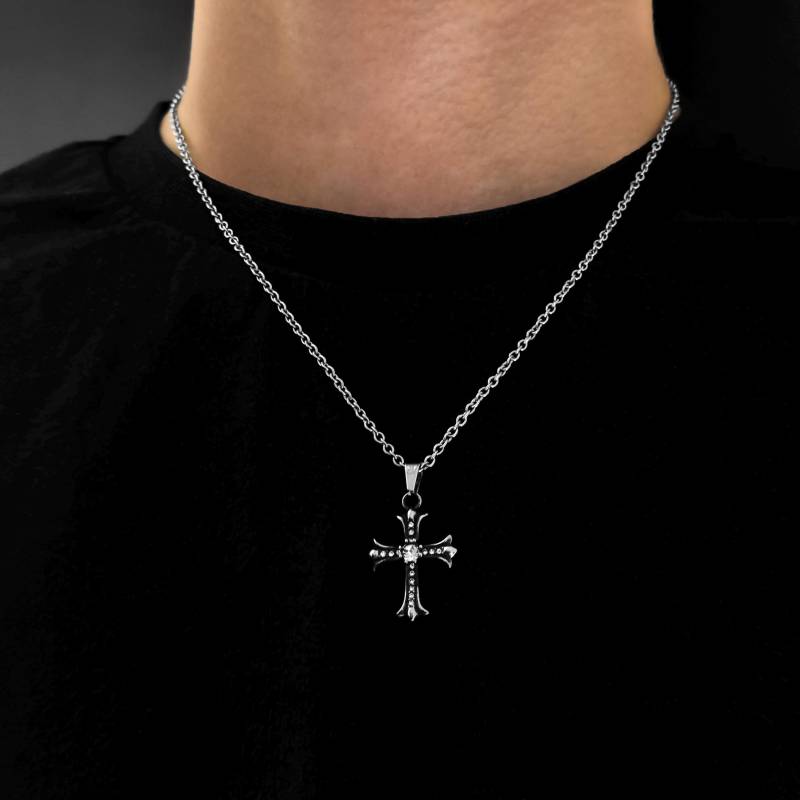 Iced Out Cross Chain | 2mm Rolo Necklace Pendant Y2K Jewelry Waterproof & Non-Fading Unique Streetwear von JVStreetwear